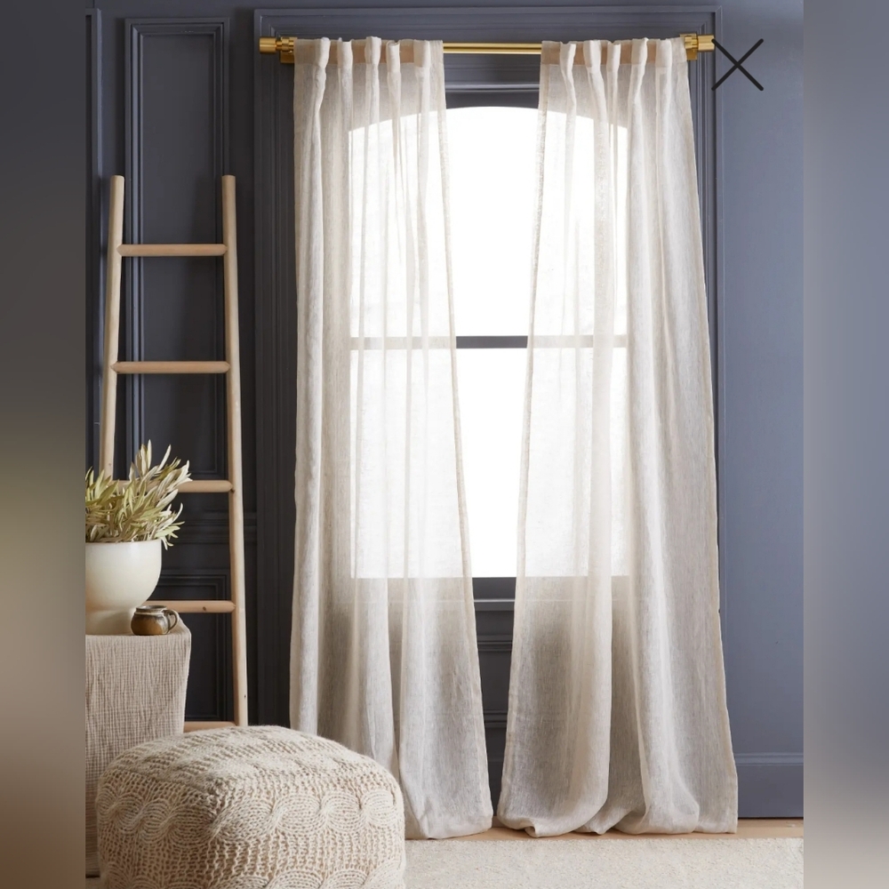 4 Panels! -NWT! Quince 100% Linen Flax Sheer Curtains, 48" x 84"- (G15)